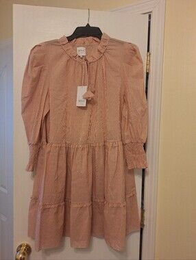 Misa Los Angeles Blush Pink Tiered Ruffle Dress Size S